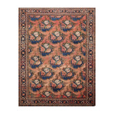 9x12 Rust, Navy, Brown Color Hand Knotted All-Over 100% Wool Traditional-Persian/Oriental Oriental Rug